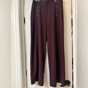 LOFT Burgundy polyester Wide Leg Pants
